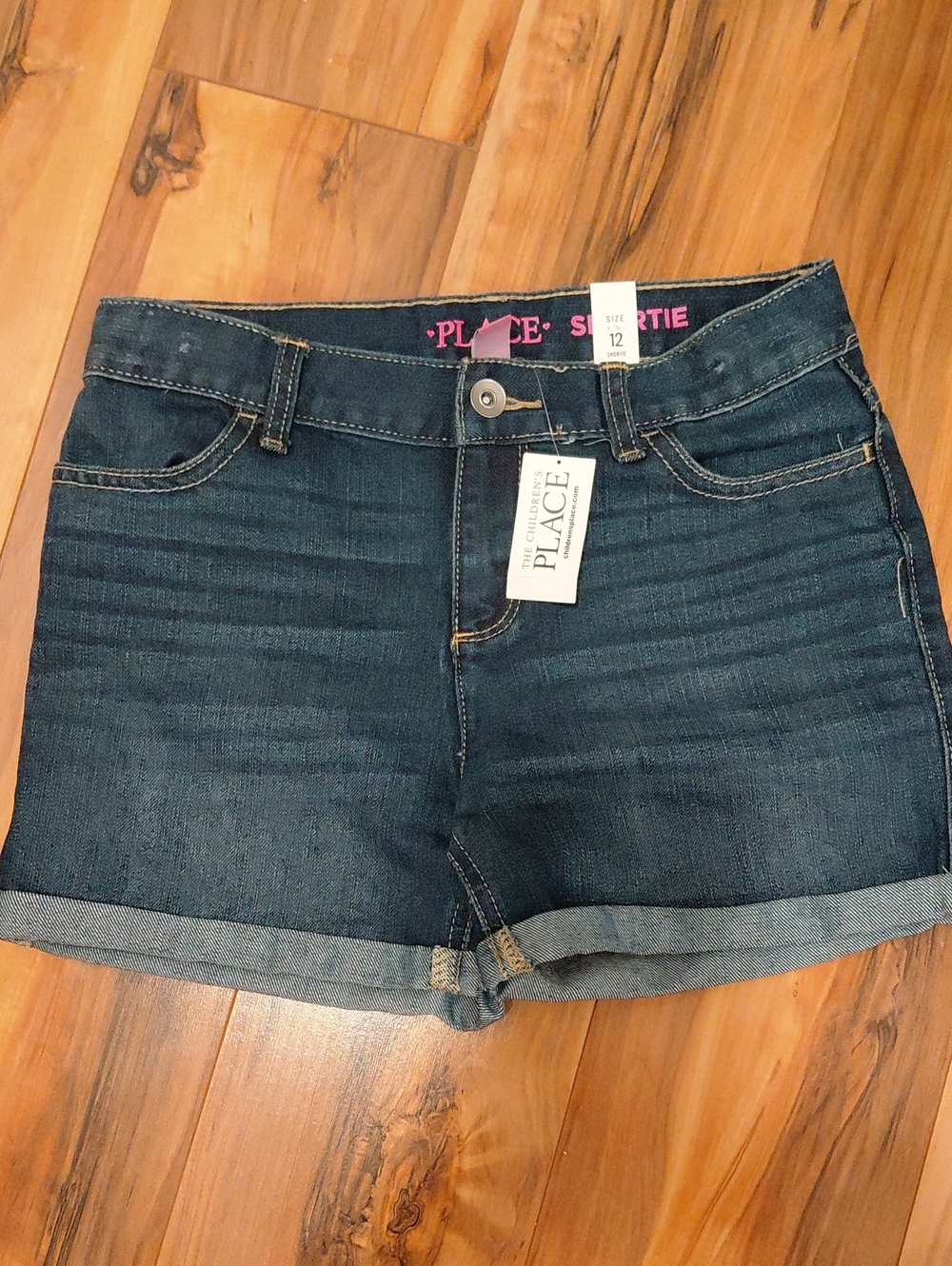 The Children's Place Dark Blue Denim Rolled Cuff Shorts